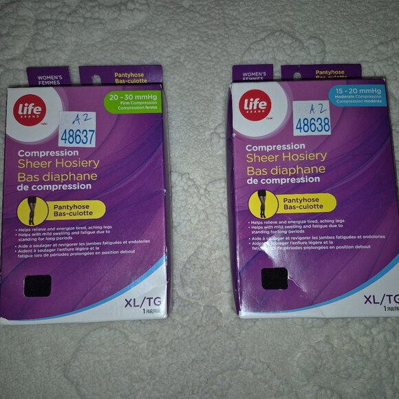 NIB Life Brand Black Compression Sheer Hosiery - Pantyhose (XL) - Picture 3 of 8